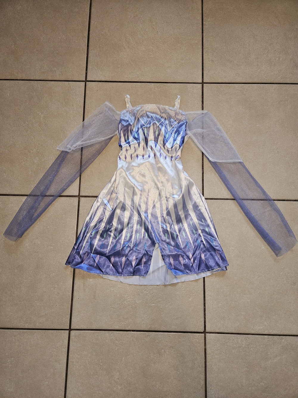 Disney Dress Up Costume Frozen Princess Dress with Sheer Sleeves